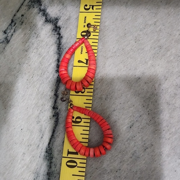 Vintage Red Beaded Earrings - Picture 5 of 5